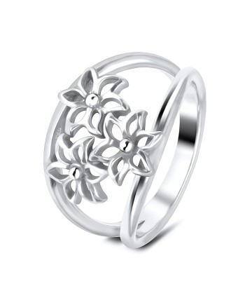 Triple Vintage Flower Silver Ring NSR-3213